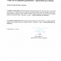 Služby na Úřadu MČ Praha-Kunratice pro volby do EP dne 13.4.2014 a 8.5.2014