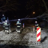 Zásah hasičského sboru v Zámeckém parku po ledovce 2.12.2014 v 05:40 hod.