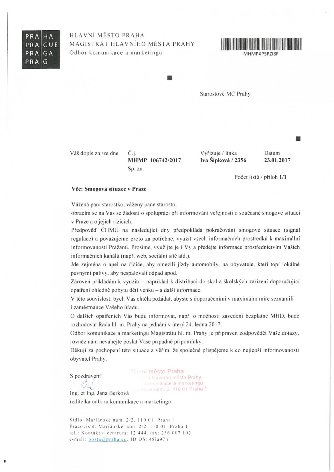 Smogová situace v Praze - doporučení Smogová situace v Praze - doporučení