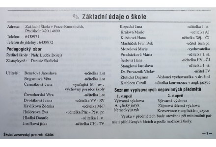 Fotografie - škola v Kunraticích
