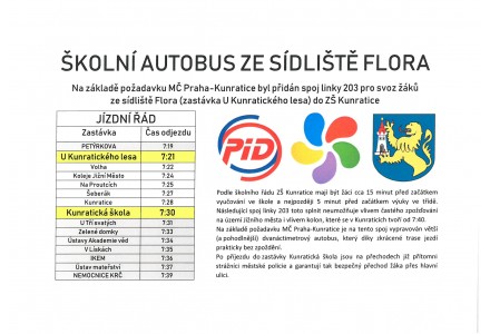 Školní autobus 203 ze sídliště Flora