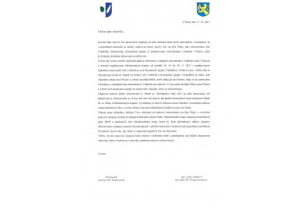 Dopis se žádostí o koordinaci staveb silnic v k.ú. Kunratice