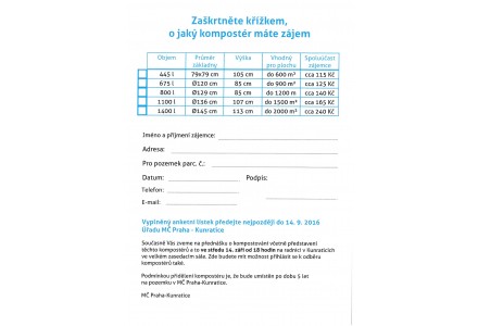 Anketní lístek zahradní kompostéry