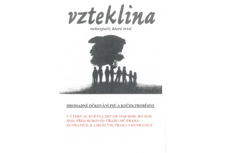 očkování psů a koček proti vzteklině dne 16.5. 2017 od 15.00